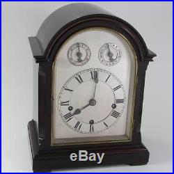 IMPRESSIVE BRACKET CLOCK wt MUSICAL WESTMINSTER CHIMES on 5 COILED GONGS restore