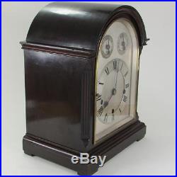 IMPRESSIVE BRACKET CLOCK wt MUSICAL WESTMINSTER CHIMES on 5 COILED GONGS restore