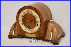 Impressive 1935 German Art Deco Walnut Westminster Chime Vintage Mantel Clock