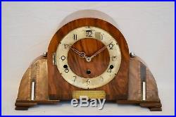 Impressive 1935 German Art Deco Walnut Westminster Chime Vintage Mantel Clock