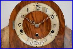 Impressive 1935 German Art Deco Walnut Westminster Chime Vintage Mantel Clock