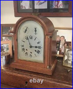 Impressive Antique Oak Cased Westminster Chime 5 Gong Bracket Clock Working