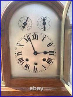 Impressive Antique Oak Cased Westminster Chime 5 Gong Bracket Clock Working