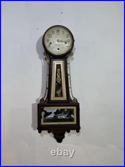 (J4) New Haven Winsome Westminster Chime Banjo Clock. 3 Train. 8 DAY