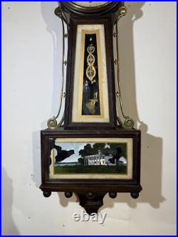 (J4) New Haven Winsome Westminster Chime Banjo Clock. 3 Train. 8 DAY