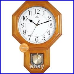 JUSTIME 17.5 Solid Wood Schoolhouse Pendulum Wall Clock Westminster Chime