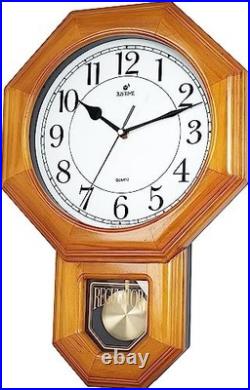 JUSTIME 17.5 Solid Wood Schoolhouse Pendulum Wall Clock Westminster Chime