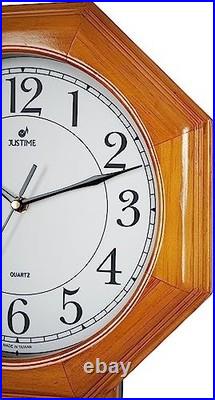 JUSTIME 17.5 Solid Wood Schoolhouse Pendulum Wall Clock Westminster Chime