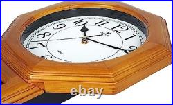 JUSTIME 17.5 Solid Wood Schoolhouse Pendulum Wall Clock Westminster Chime