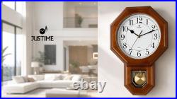 JUSTIME 17.5 Solid Wood Schoolhouse Pendulum Wall Clock Westminster Chime