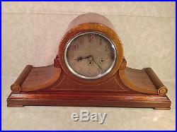 Junghans B21 Mantel Clock Light Mahogany Case Great Face Westminster Chimes