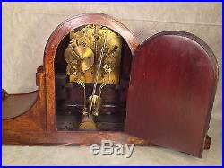 Junghans B21 Mantel Clock Light Mahogany Case Great Face Westminster Chimes