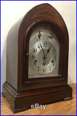 Junghans Beehive Westminster Chime Bracket Mantel Clock Inlayed Marquetry