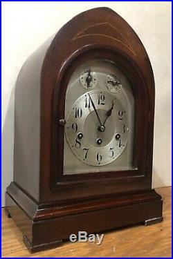 Junghans Beehive Westminster Chime Bracket Mantel Clock Inlayed