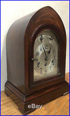 Junghans Beehive Westminster Chime Bracket Mantel Clock Inlayed Marquetry