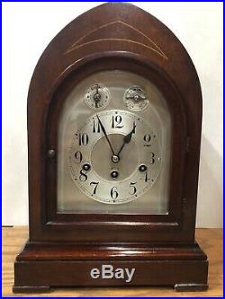 Junghans Beehive Westminster Chime Bracket Mantel Clock Inlayed Marquetry