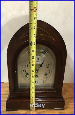 Junghans Beehive Westminster Chime Bracket Mantel Clock Inlayed Marquetry