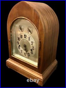 Junghans Mantle clock B42 Antique C 1920s westminster chime tested works VIDEO