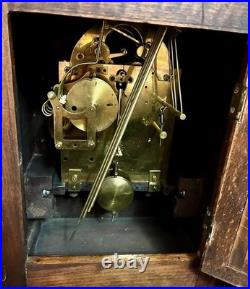 Junghans Mantle clock B42 Antique C 1920s westminster chime tested works VIDEO