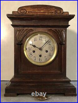 Junghans Westminster Chime Deco Arts & Crafts Mantel Bracket Table Clock Oak