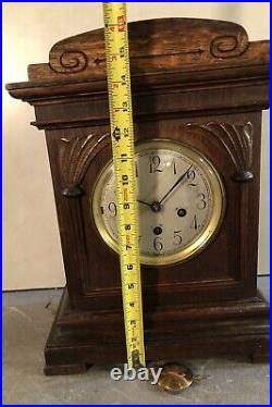 Junghans Westminster Chime Deco Arts & Crafts Mantel Bracket Table Clock Oak