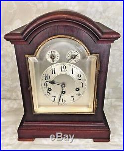 Junghans Westminster Chimes Clock Mahogany Case Westminster Chimes Runs