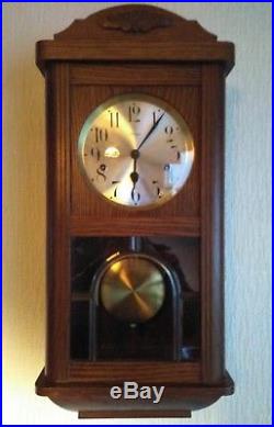 Kieninger 8-Day Oak Wall Clock with Westminster Chimes- antique style regulator