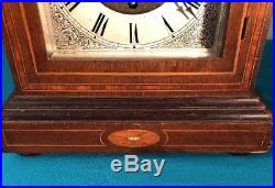 Kienzle Mantle Clock Westminster Chime Antique Mother Of Pearl Inlay Banded Wood