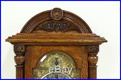 Kienzle Signed German 1900 Antique Carved Oak Clock, Westminster Chime