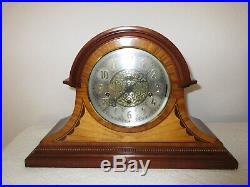 LARGE 20 x 12 Sligh Mantle Clock TRIPLE CHIME Westminster Wood Inlay WORKS