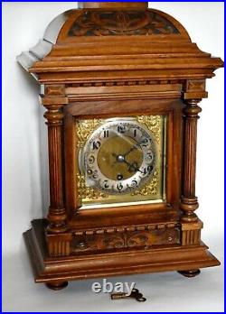 LARGE ANTIQUE GERMAN WURTTEMBERG WESTMINSTER CHIME 8 DAY MANTEL CLOCK c1910