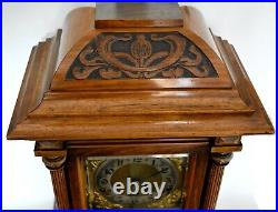 LARGE ANTIQUE GERMAN WURTTEMBERG WESTMINSTER CHIME 8 DAY MANTEL CLOCK c1910