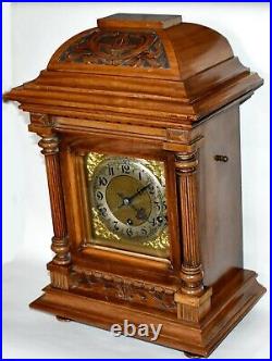 LARGE ANTIQUE GERMAN WURTTEMBERG WESTMINSTER CHIME 8 DAY MANTEL CLOCK c1910