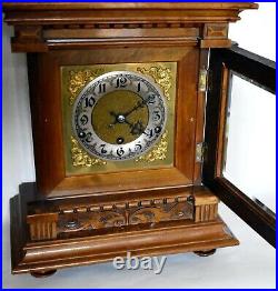 LARGE ANTIQUE GERMAN WURTTEMBERG WESTMINSTER CHIME 8 DAY MANTEL CLOCK c1910