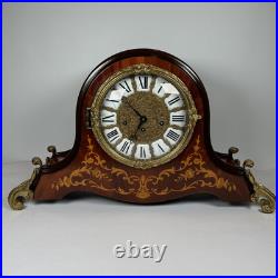 Large 24 Hermle 340-020 German Mantel Clock Westminster Chime, Inlaid Wood