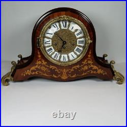 Large 24 Hermle 340-020 German Mantel Clock Westminster Chime, Inlaid Wood