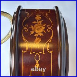 Large 24 Hermle 340-020 German Mantel Clock Westminster Chime, Inlaid Wood