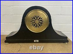 Large Antique Chinoiserie Black Laquered Mantel Westminster Chime Clock