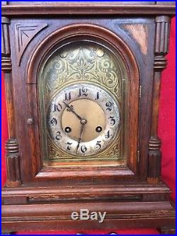 Large Antique Junghans German Bracket Clock Quarter Hour Chime 8 Day Westminster