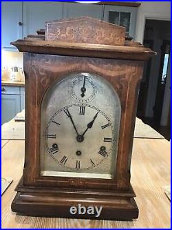 Large Antique, Junghans Westminster Chimes Bracket Clock with Silvered Dial