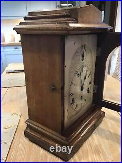 Large Antique, Junghans Westminster Chimes Bracket Clock with Silvered Dial