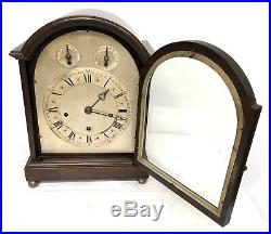 Large Antique Oak 3 Train Musical Westminster Chime Bracket Clock Chime Silent