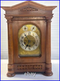 Large Antique Westminster Chime German walnut mantel or bracket clock Junghans