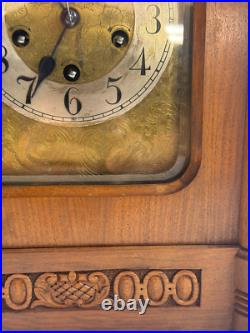 Large Antique Westminster Chime German walnut mantel or bracket clock Junghans