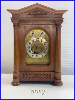 Large Antique Westminster Chime German walnut mantel or bracket clock Junghans