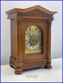 Large Antique Westminster Chime German walnut mantel or bracket clock Junghans