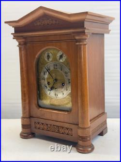 Large Antique Westminster Chime German walnut mantel or bracket clock Junghans