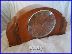 Large Art Deco 8 Day Westminster Chimes Bentima Mahogany Mantel Clock