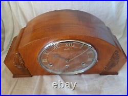 Large Art Deco 8 Day Westminster Chimes Bentima Mahogany Mantel Clock