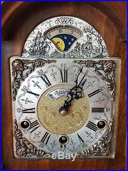 Large Dutch Warmink Westminster Chime Dutch Shelf Bracket Clock Moon Burl Wood